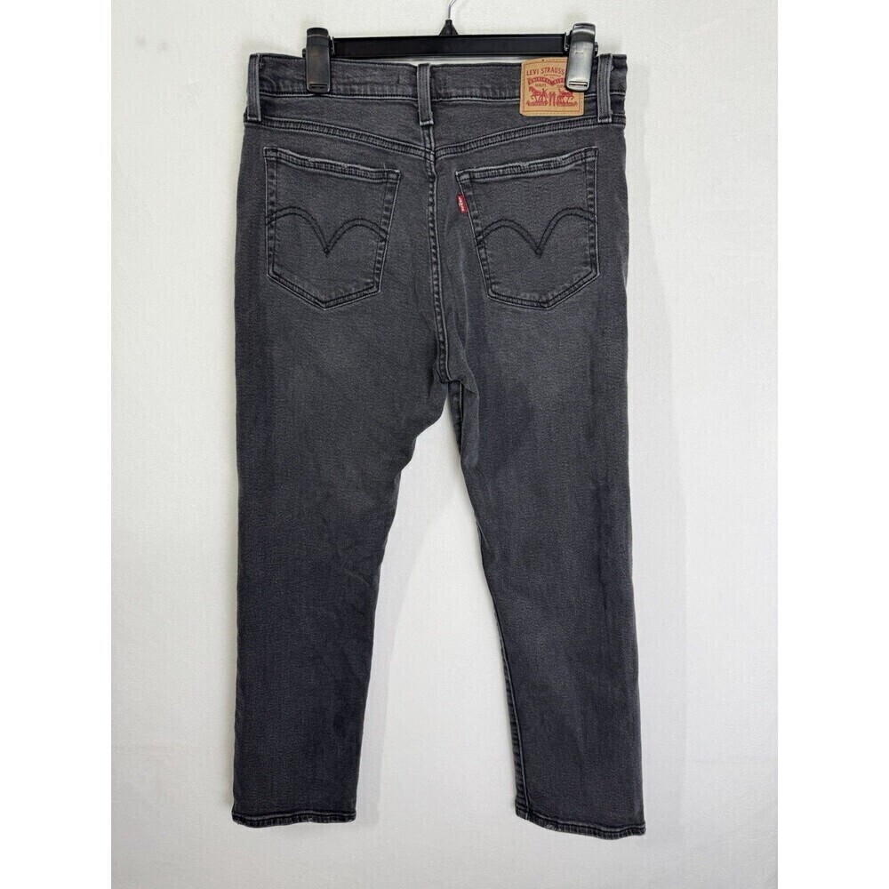 Levis Wedgie Straight Jeans Womens 31x28 Black Button Fly High Rise Distressed - Picture 3 of 11